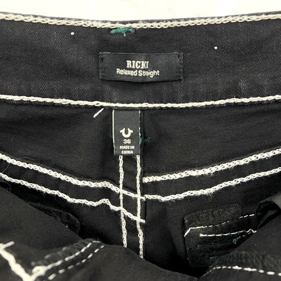 TRUE RELIGION JEANS, "RICKY BIG T FLAP STRAIGHT", “EASHED COAL GREY”, W36 L34 - Picture 5 of 14